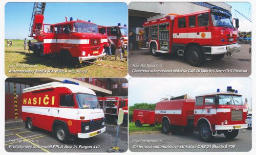 Sběratelská série kartičkových kalendáříků Požární technika - hasičská auta III
