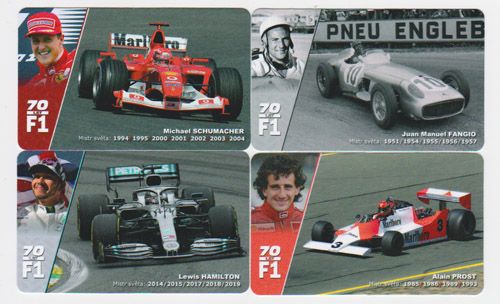 Sběratelská série kartičkových kalendáříků 70 let Formule 1 (t)